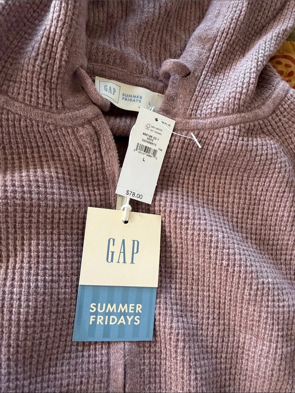 GAP Mauve Waffle-Knit Zip Hoodie and Wide Leg Pants - Picture 2 of 4
